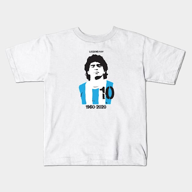 Memory Diego Maradona 10 Hand Of God Legendary 1960-2020 Kids T-Shirt by Vamos Store